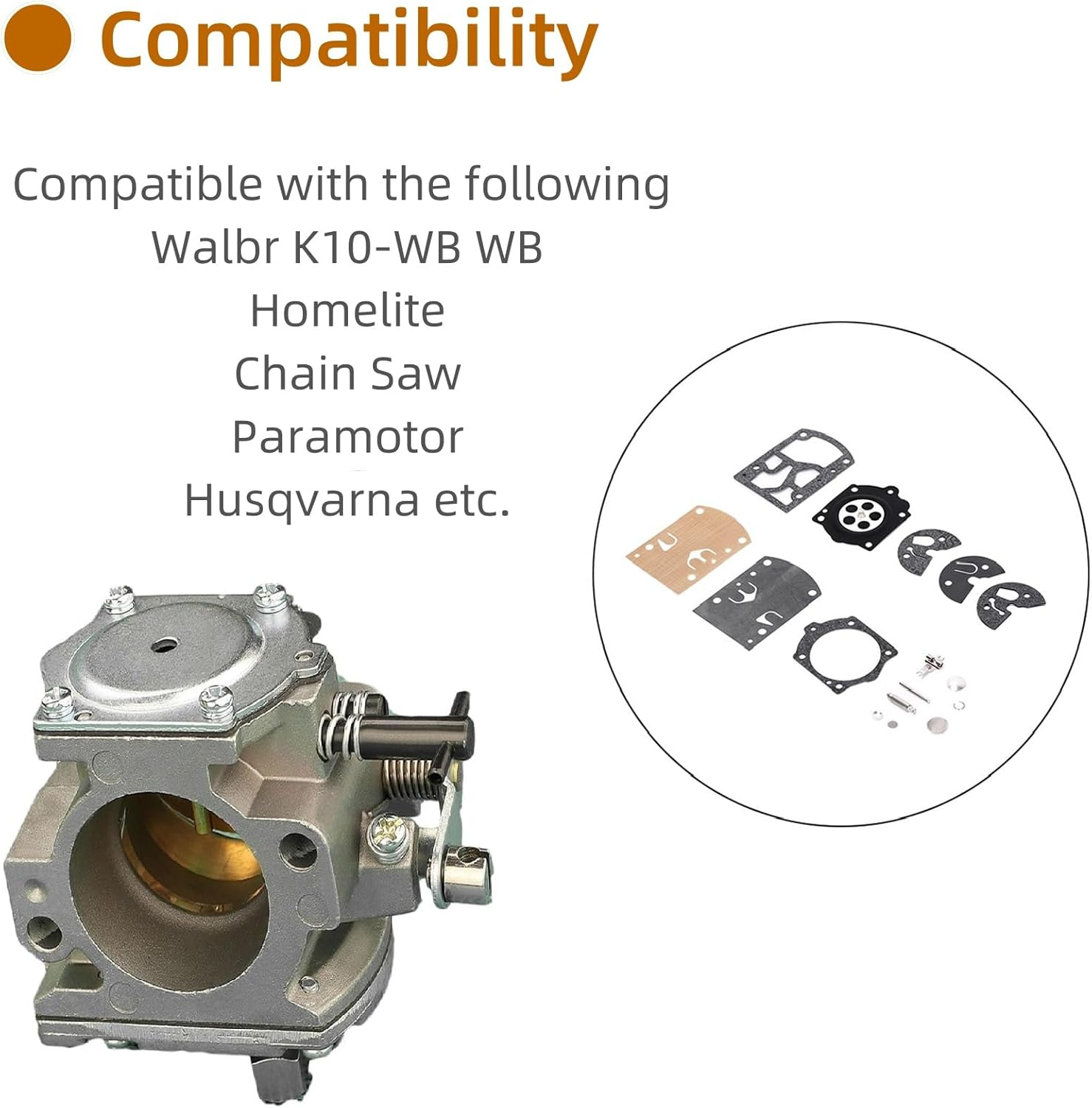 1Set Mower Carburetor Repair Kit Compatible with Walbro WB37 K10-WB WB-2 WB-3 WB-5 WB-26 / Compatible with Paramotor Etc image number 1
