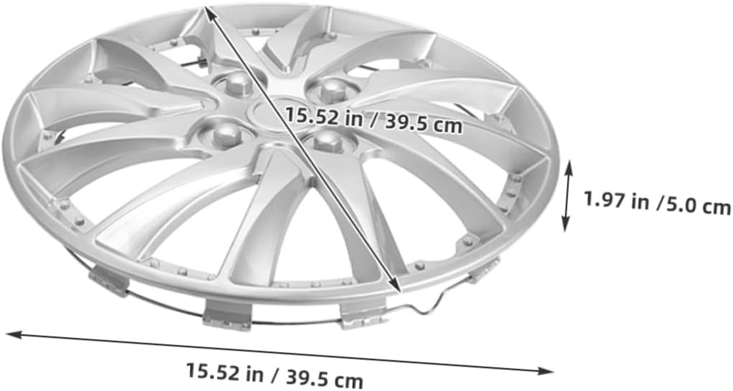 Luxshiny 2Pcs 14-Inch Automotive Hubcaps Wheel Rim Covers Full Silver Car Hub Caps Replacement Decorative Covers for Vehicle Wheels image number 4
