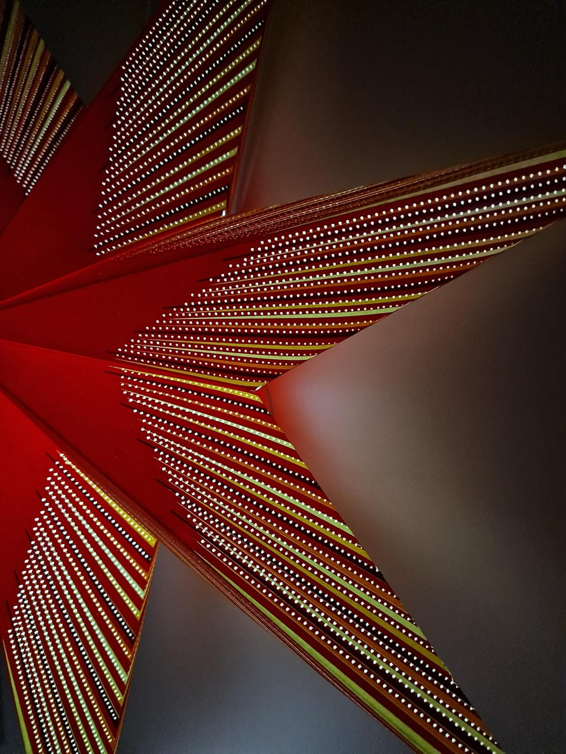 YEPSIO Paper Star Lantern Lampshade, 24 Inch, 7 Pointed Star, Foldable Hanging Decoration for Party, Wedding, Christmas (Red, Multicolour) image number 5