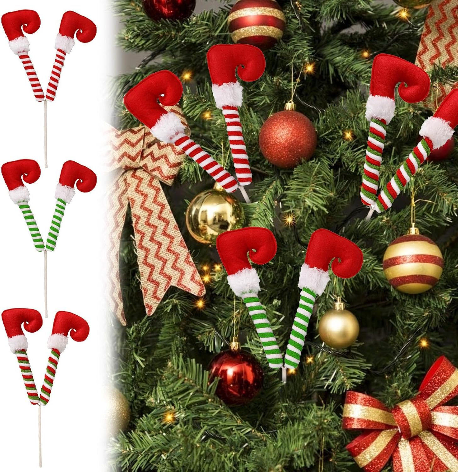 Christmas Elves Legs Tree Ornaments | Stuffed Legs Christmas Ornaments - Christmas Holiday Indoor Outdoor Decor for Hotel, Cafe, Mall image number 1