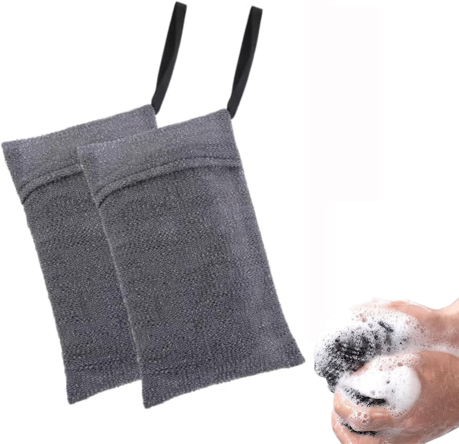 2-Pack Exfoliating Soap Bag,Mesh Soap Saver Pouch for Rich Lather, Gentle Body Scrubber & Foaming Soap Pocket &ndash; Ideal for Bath & Shower (Grey) image number 1