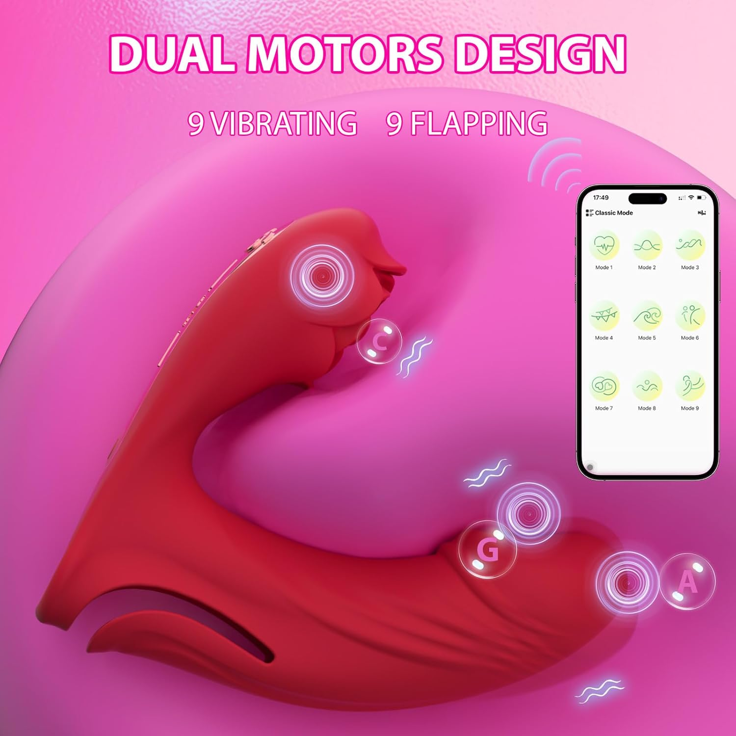 Finger Vibrator Adult Sex Toys for Women, Adult Toys with 9 Vibrations + 9 Flapping & Heating Function Clitoral G-Spot Nipple Vibrators, Sexual Pleasure Tools for Women Mini Vibrator Couples Sex Toys image number 4