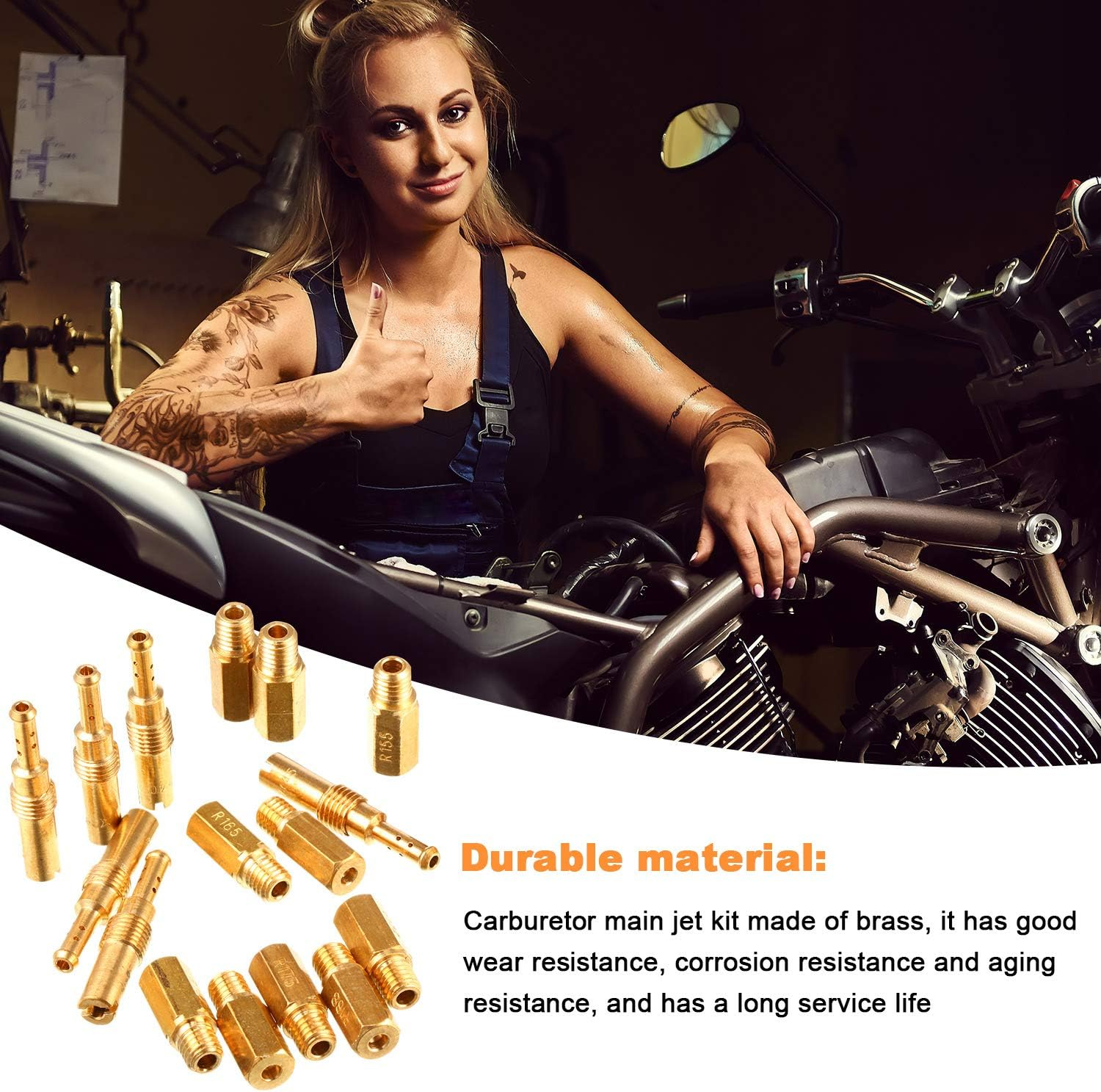 10 Pieces Carburetor Main Jet with 10 Pieces Pilot Slow Jet Kit for Keihin OKO KOSO PE and for PWK Carb image number 4