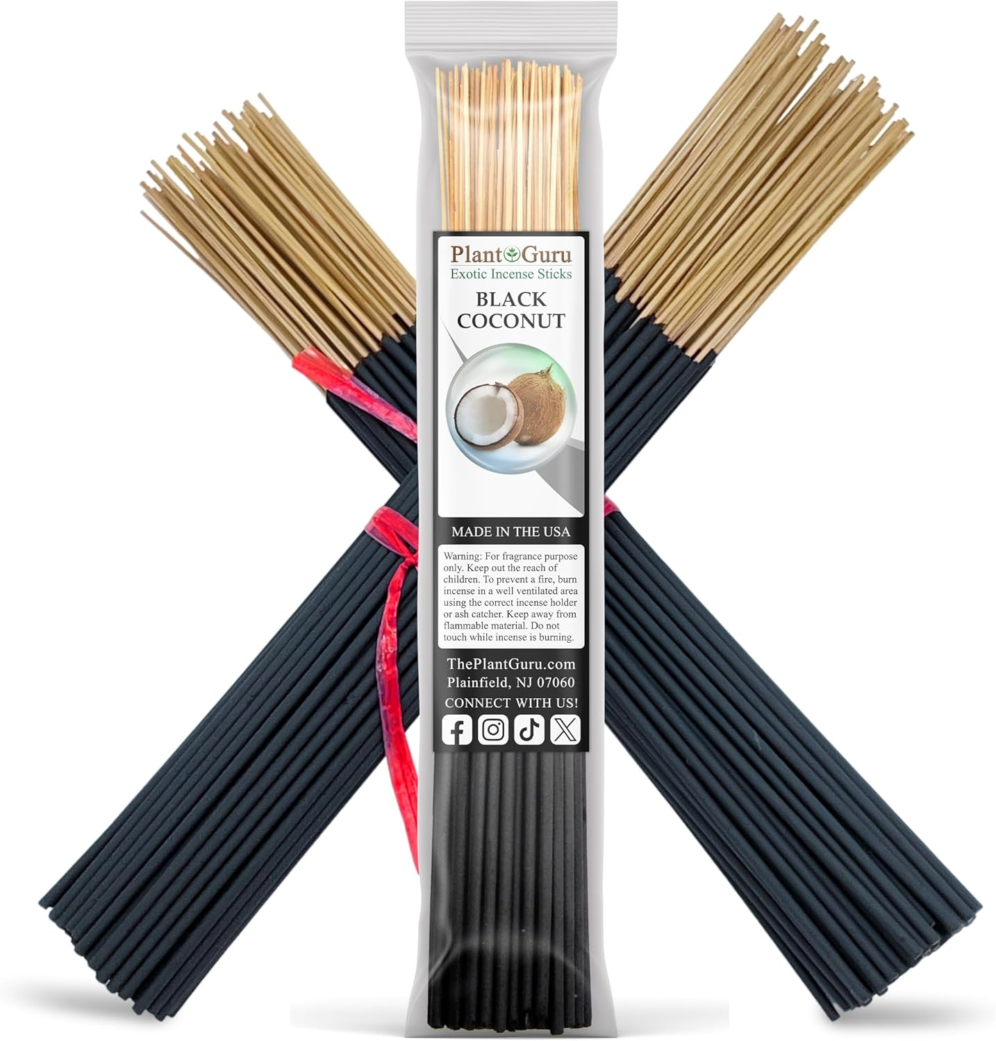 Black Coconut Exotic Incense Sticks 11 Inch - Bulk 1 Bundle 45 to 50 Sticks - Natural 11" Long Lasting Aroma That Burns for 45 to 60 Minutes.