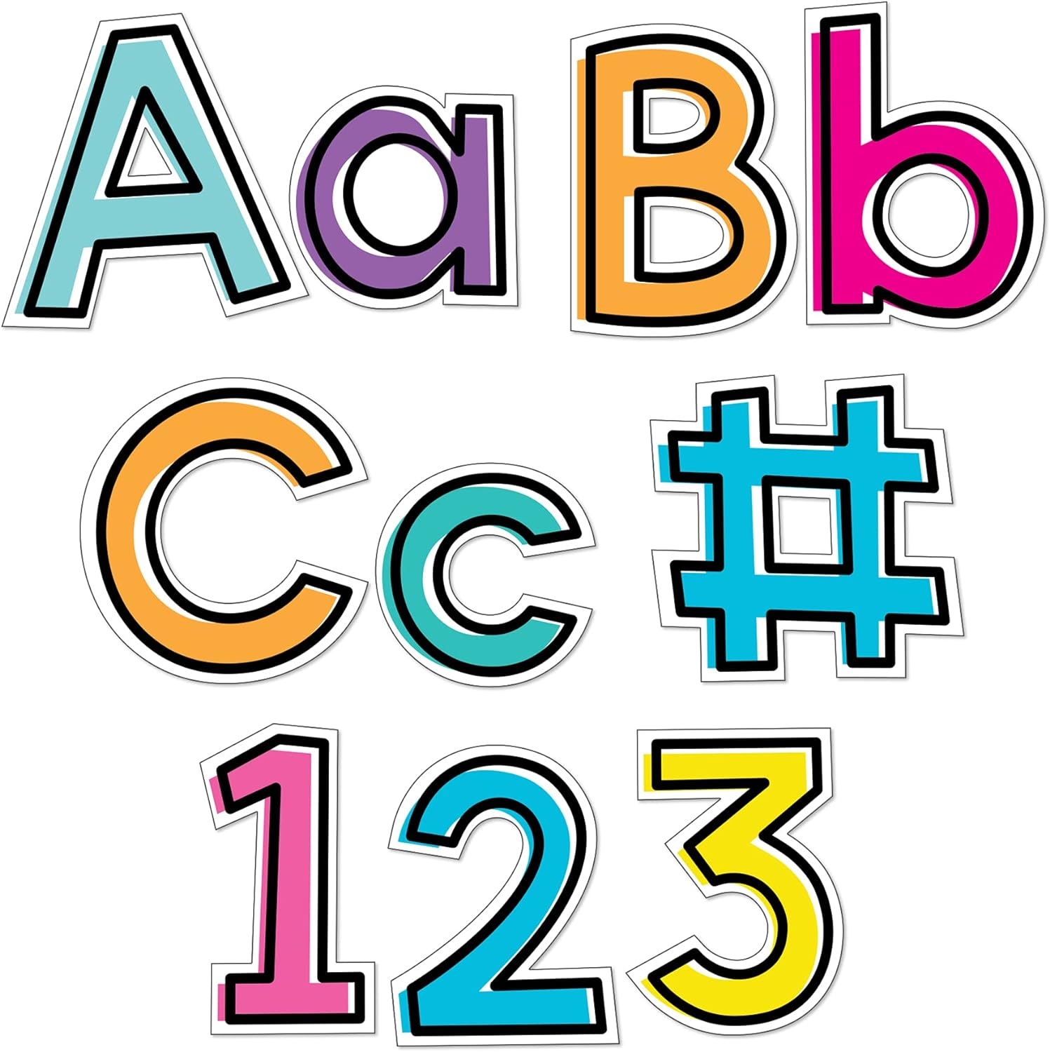 Carson Dellosa 219-Piece 4 Inch Kind Vibes Colorful Cutout Letters for Bulletin Boards, Numbers, Punctuation & Symbols, Bright and Colorful Bulletin Board Letters, Classroom Letters for Bulletin Board image number 6