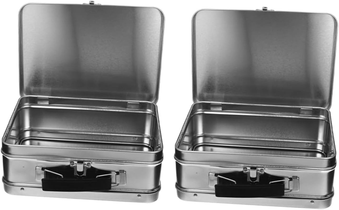 6Pcs Retro Tinplate Box for Jewelry Storage Boxes Lids Multipurpose Desktop Organizer image number 2