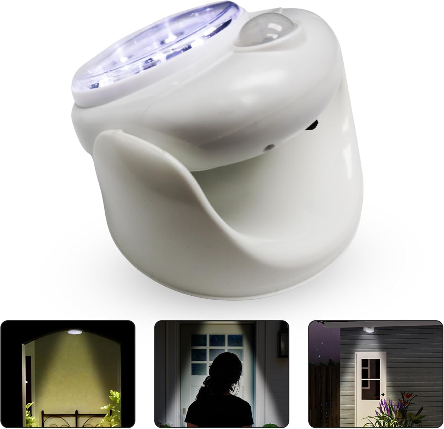 JHD 2 X 6000K Battery Motion Sensor Light Outdoor Waterproof Wireless LED Battery Powered Wall Light Auto On/Off Night Light Cool White image number 6