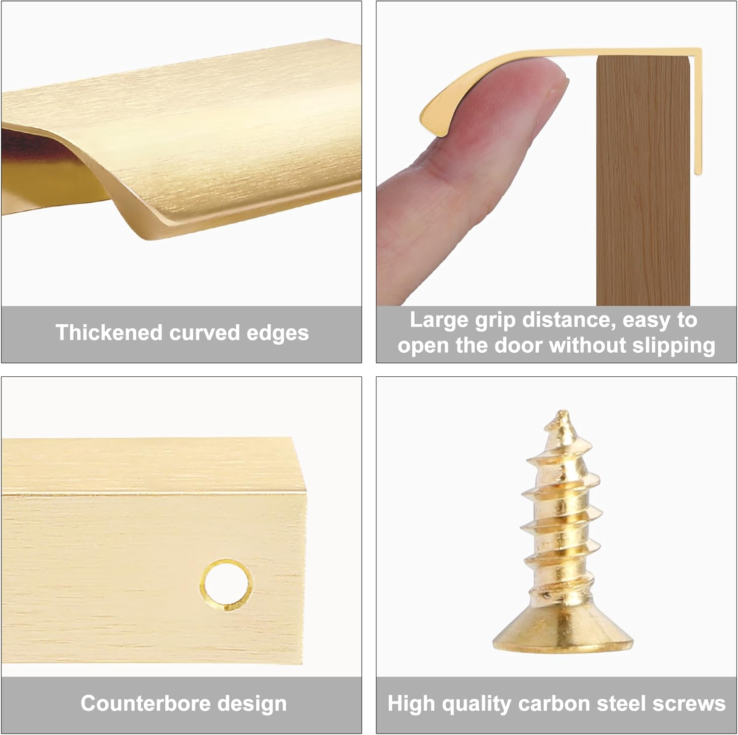 Malimali 5 Pack Dark Gold Edge Finger Pulls for Cabinets 3.15" Kitchen Drawer Handles Modern Aluminum Concealed Tab Pulls for Closet Door, Brushed Dark Gold image number 3