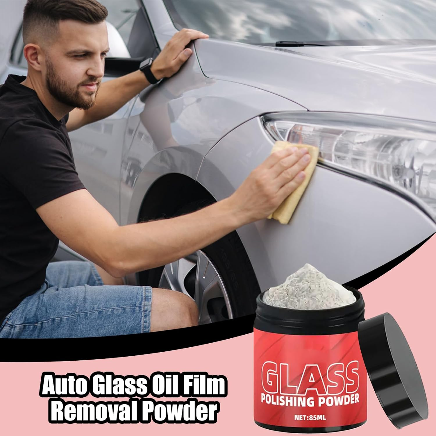 Wezalget Polish Powder for Glass | Windshield Scratch Remover Oil Film Cleaner 85Ml - High Performance Cleaner Automotive Detailing Supplies for Truck Windshield SUV RV Restoration image number 6