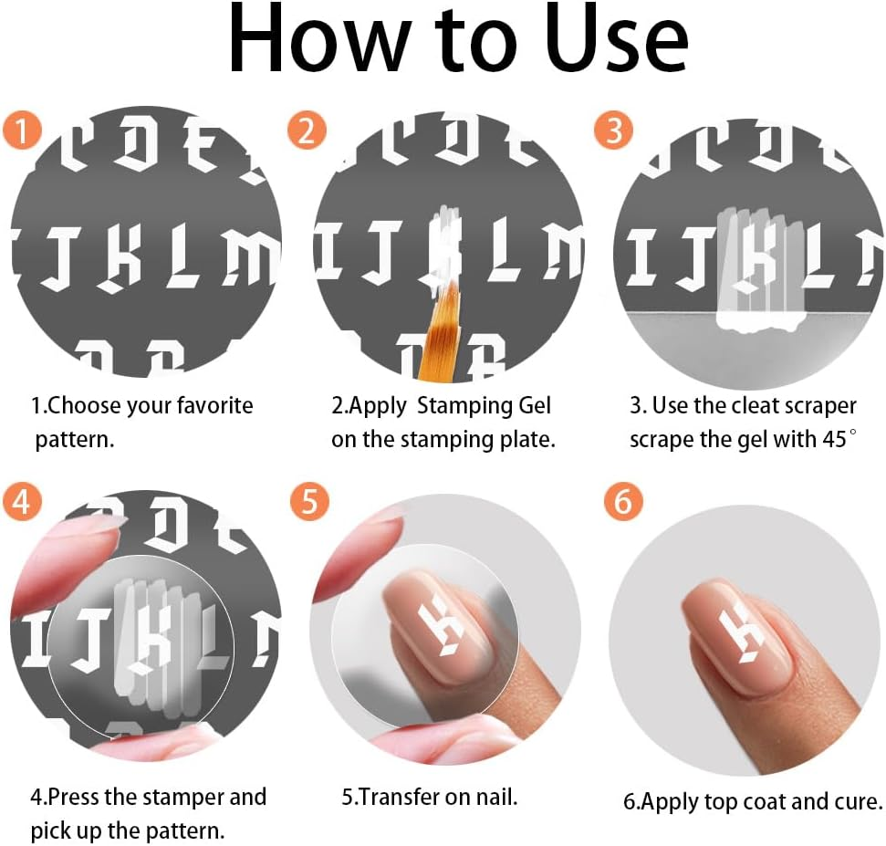 PH Pandahall 3PCS English Letter Nail Stamp Plate Personalized Letter Print Nail Stencils Stainless Steel Nail Template for English Alphabet Number Nail Art Design Image Plate 4.7X2.4 Inches image number 1