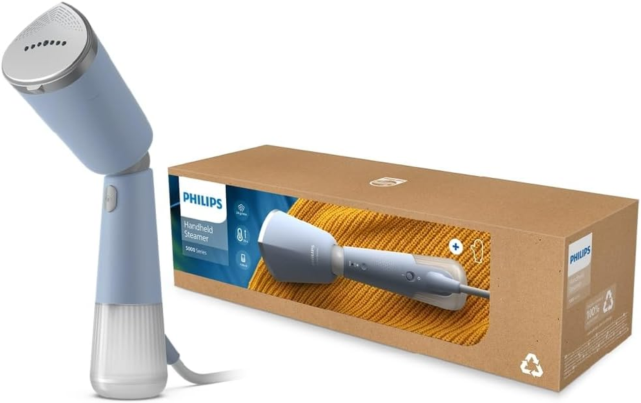 Philips Steamer 5000 Series - 35 Seconds Heating, Active Heated Steam Plate, Eco Mode, for Delicate Textiles, Steams Vertical & Horizontal, Glove & Bag, Sky Blue (STH5020/20) image number 3