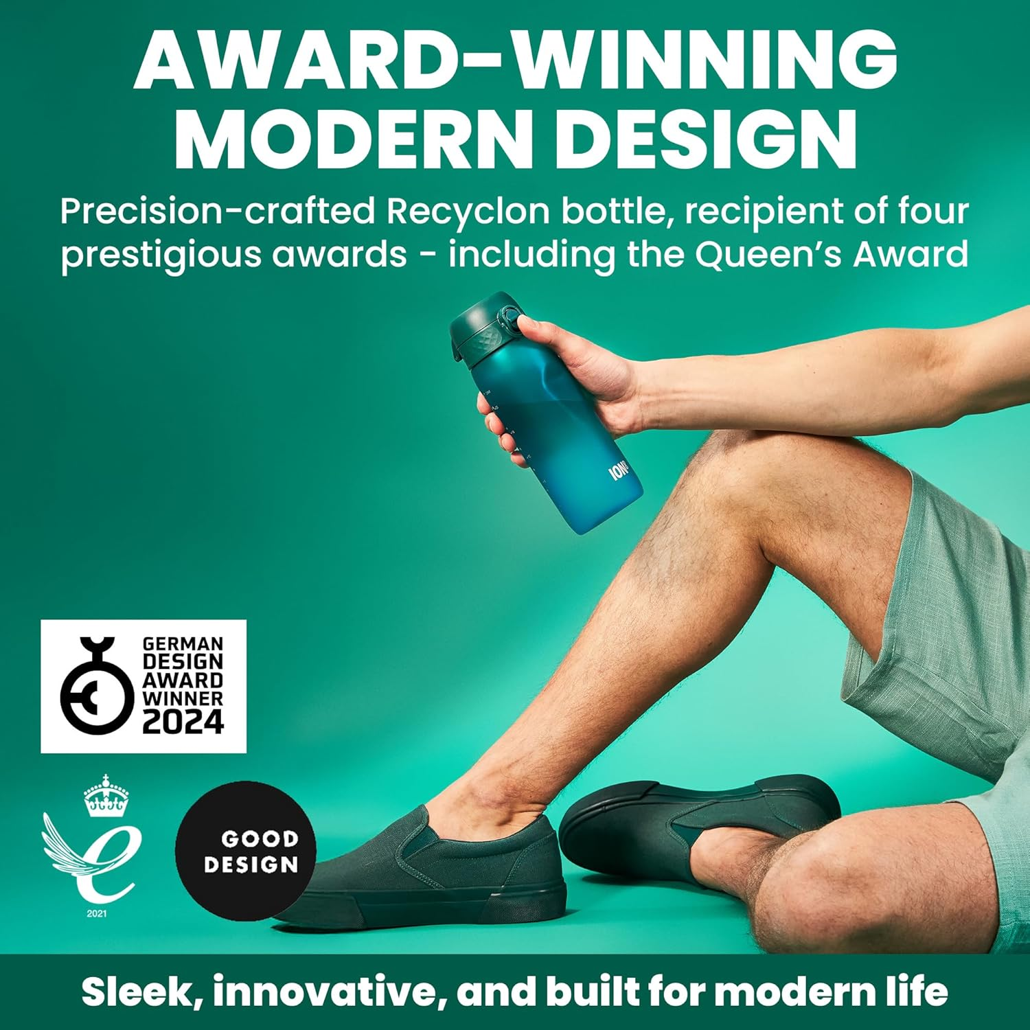 Ion8 Sports Water Bottle, 750 Ml/24 Oz, Leak Proof, Easy to Open, Secure Lock, Dishwasher Safe, BPA Free, Flip Cover, Carry Handle, Soft Touch Contoured Grip, Easy Clean, Odour Free, Aqua image number 5