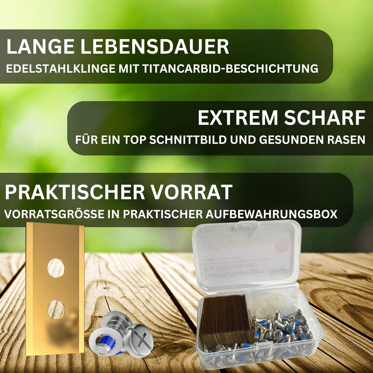 3Dherb 36 X Replacement Blades Compatible with Mammotion LUBA, LUBA 2, YUKA, LUBA Mini & YUKA Mini - 0.9 Mm Blade Thickness for Long Lawnmower Pleasure - Titanium Blades - Screws With image number 5