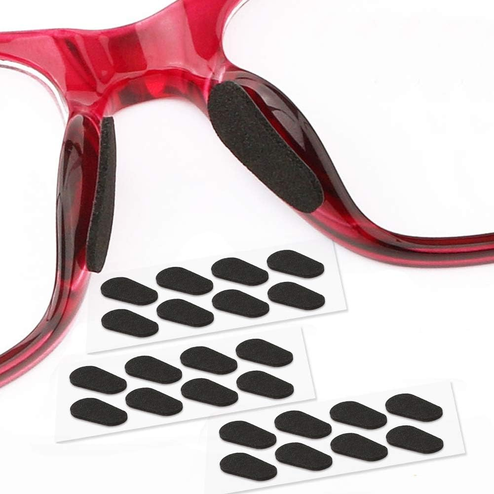 Soft Foam Nose Pads Self Adhesive Non-Slip Eyeglass Nose Pads, Thin Nosepads for Eyeglasses Sunglasses Glasses,12Pairs,1.5Mm Black