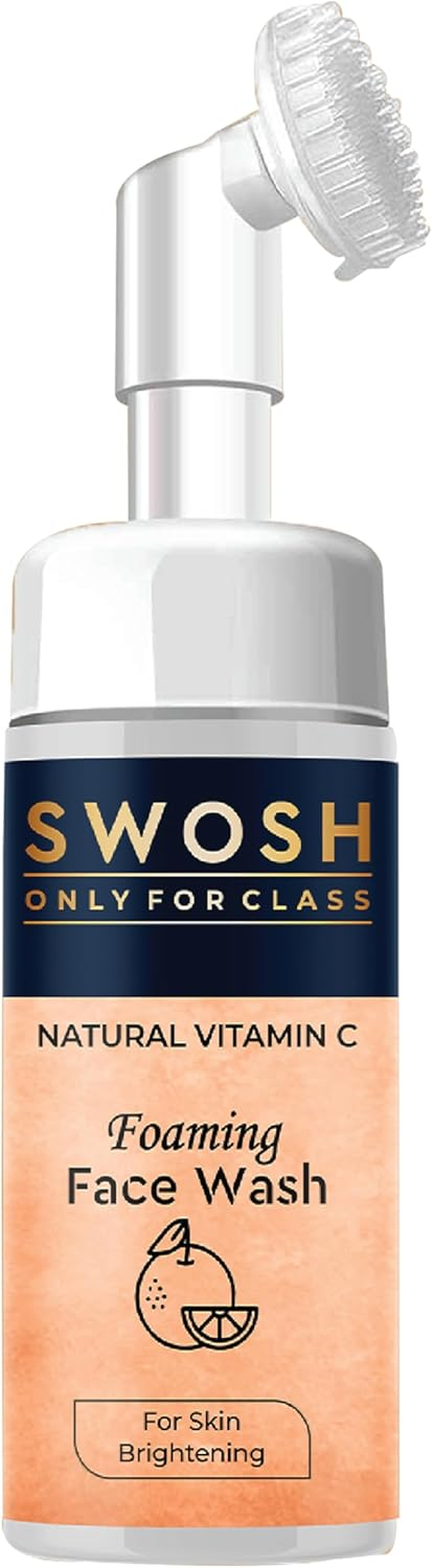 SWOSH Natural Vitamin C Foaming Face Wash for Pimple Prone & Oily Skin - No Parabens, Sulphate, Silicones & Colour (With Built-In Face Brush), 100 Ml/ 3.38 Fl Oz image number 3
