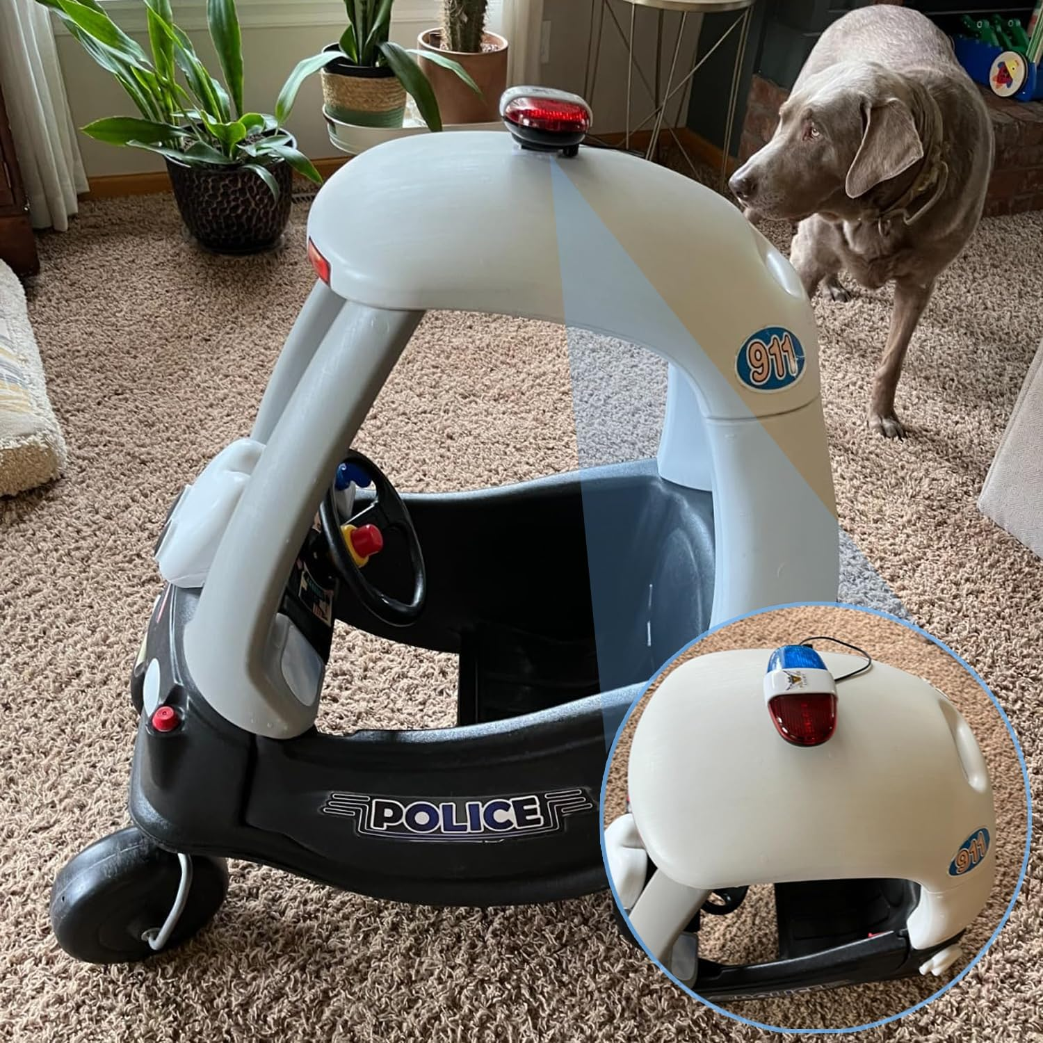 Kids Bike Police Sound LED Light - Electronic Horn Bike, Police Siren, Trumpet Sounds, Safety Light, Waterproof, Christmas Birthday Gift Present for Your Children (Batteries Not Included) image number 3