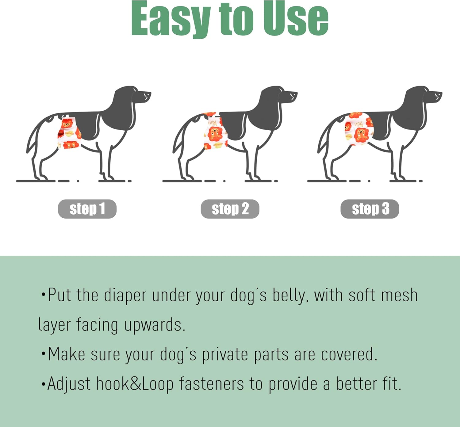 Wegreeco Washable Male Dog Belly Band Pattern- Pack of 3 - Washable Male Dog Belly Wrap, Dog Diapers Male (S, Magic) image number 2