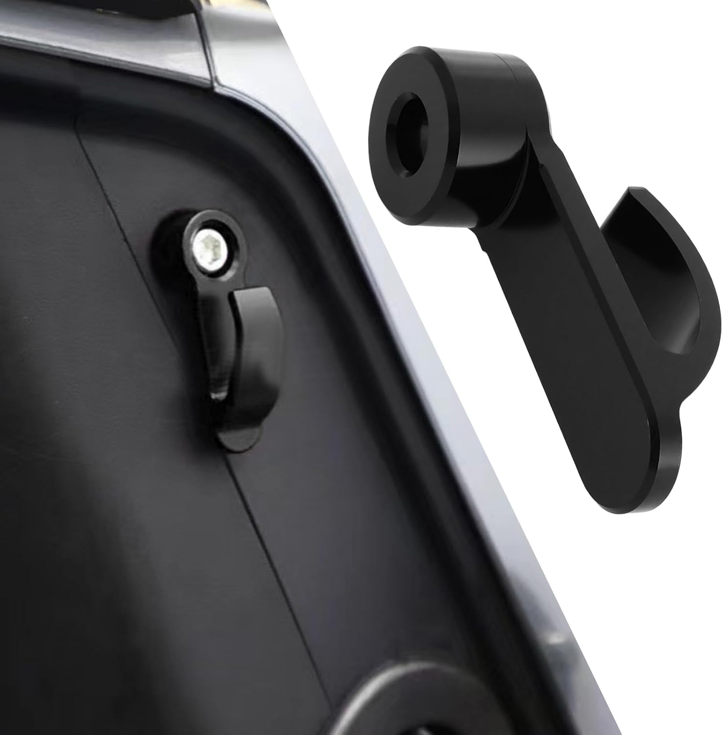 Emsea 2Pcs Motorcycle Handlebar Hook CNC Aluminium Helmet Hook Suitable for Motorcycle Helmets Gloves Cups(Black) - Blue image number 4