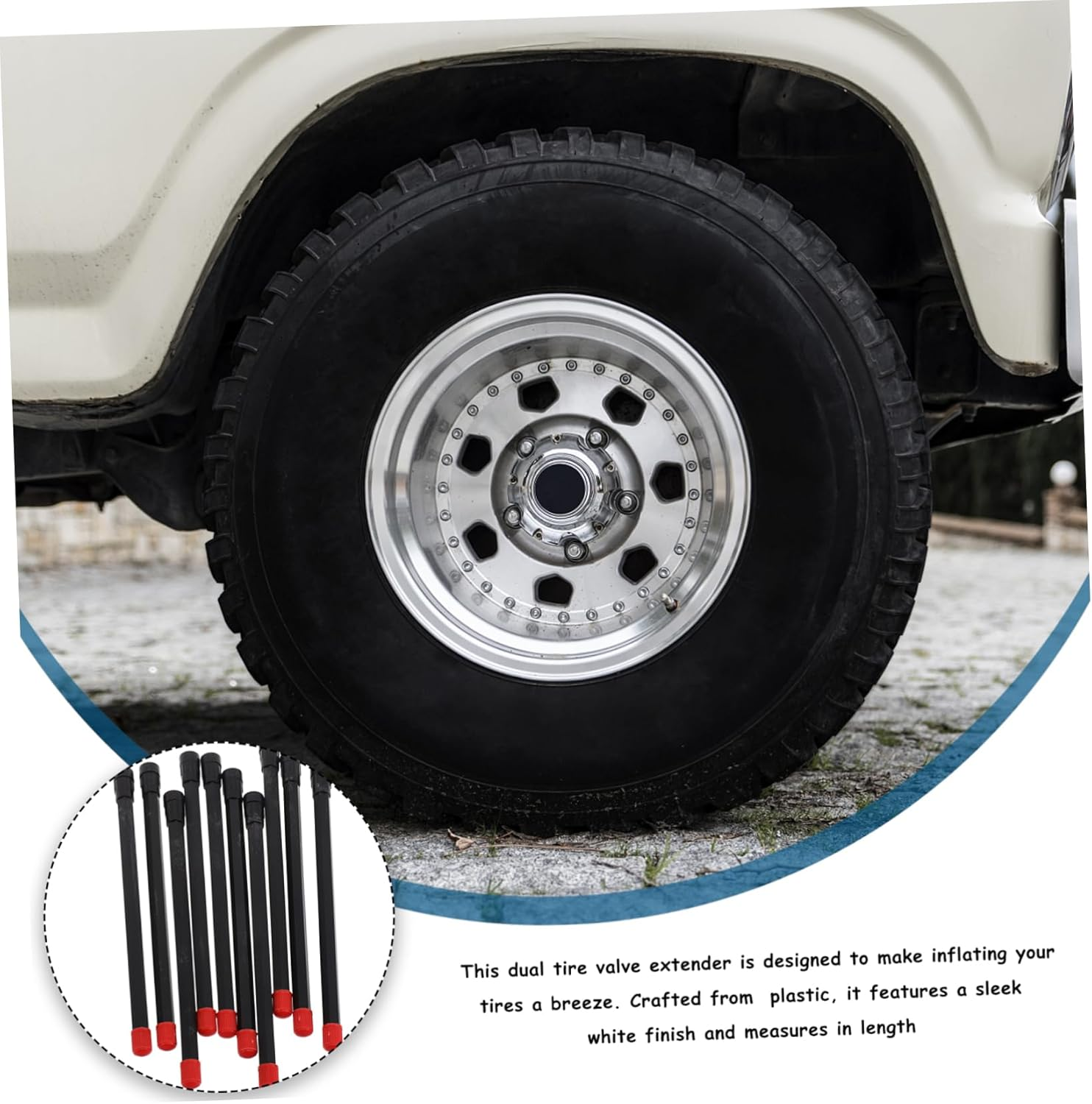 Gogogmee 10Pcs 170Mm Plastic Tire Valve Extenders Dual-Wheel Scooter Valve Stem Straight Extension Rods for Car and Motorcycle Tire Inflation Accessories image number 1