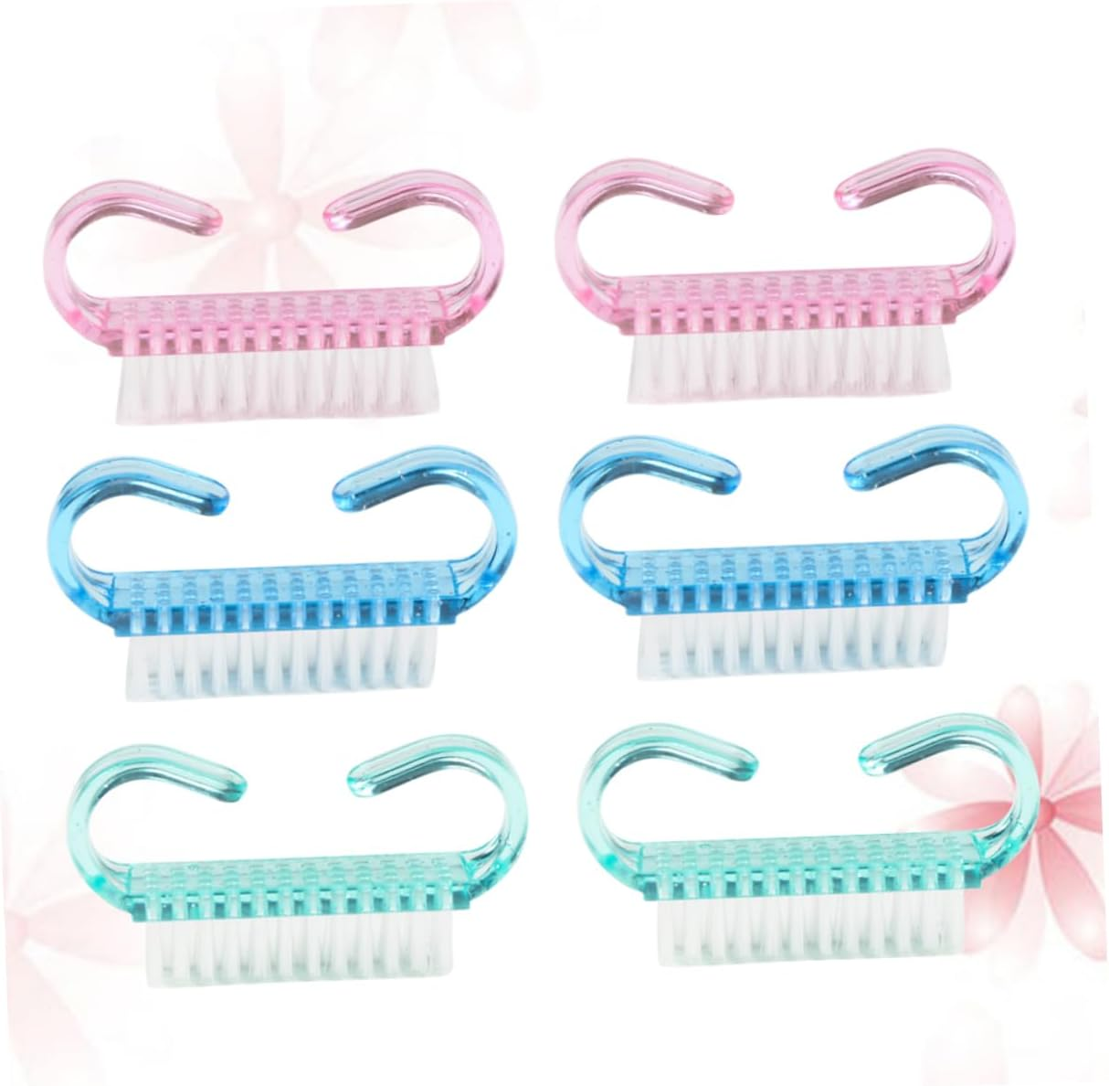 Mikinona 6Pcs Women Nail Brush Soft Bristle Hand Brush Nail Scrub Art Cleaning Tools Easy to Grip Handle Cleaning image number 2