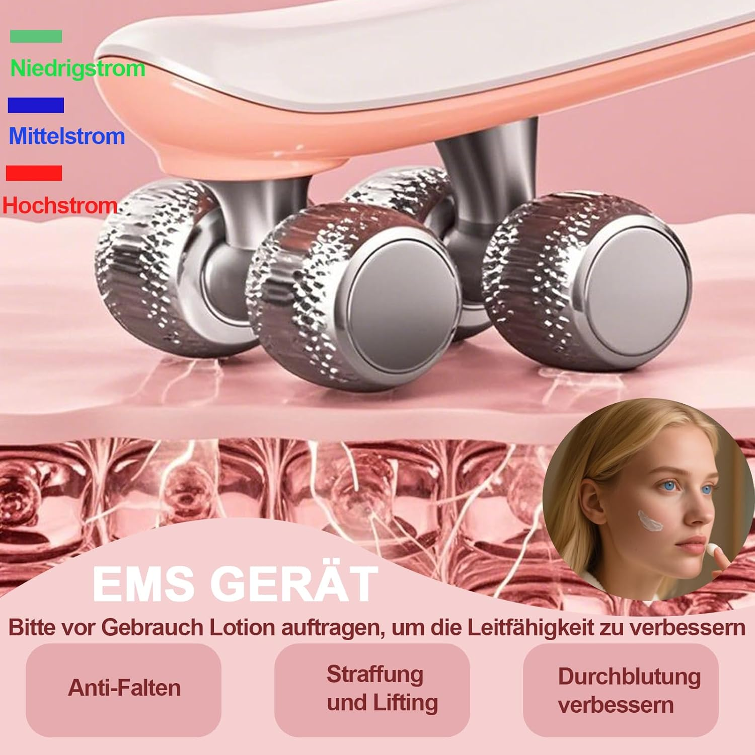 Double Chin Remover Roller Smbrige V-Face Lifting Device, 3 EMS Modes Face Massager, Double Chin Firmer for Anti-Wrinkles Farewell to Large and Small Faces Facial Slimming image number 3