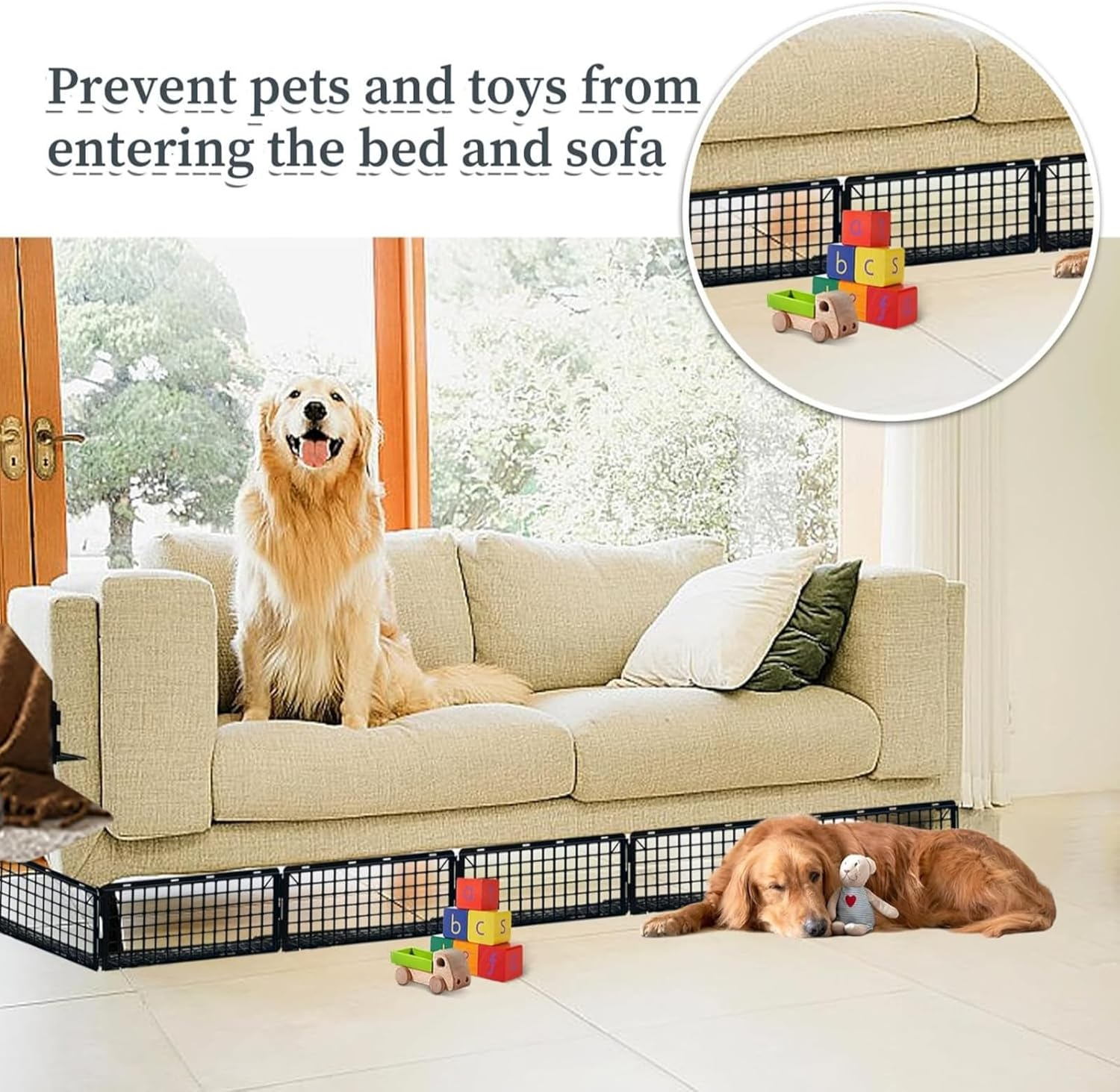 Under Couch Blocker, under Bed Blocker for Pets Toys Barrier,12 Pack Furniture Couch Guards Bumper for Stopping Cats Dogs from Getting under Sofa Gap,37 * 17Cm,Total Length 442Cm image number 6