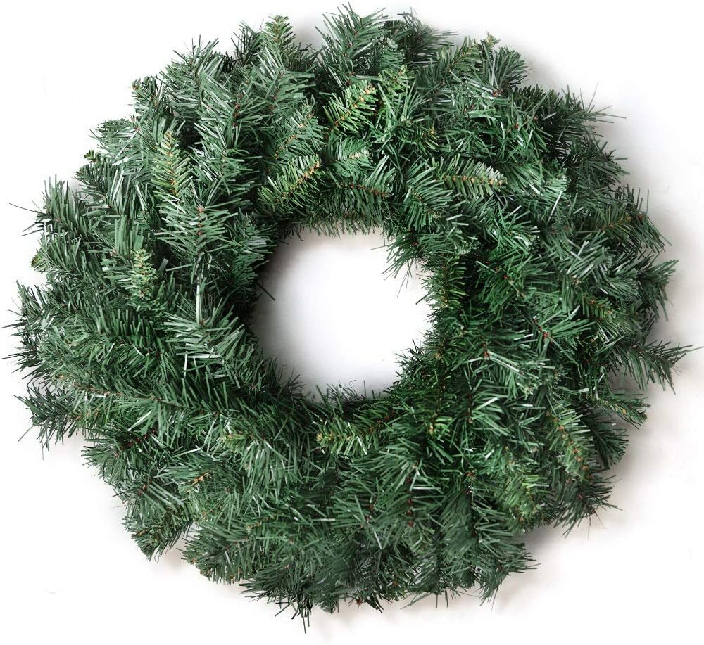 Jingle Jollys Christmas Wreath Garland 60Cm, Diameter Garlands, Decorations Holiday Party Gift Home Garden Store Decor, 2Ft Green 420 Tips Thick Foliage Flower Vine Wreath Assembly Free image number 3