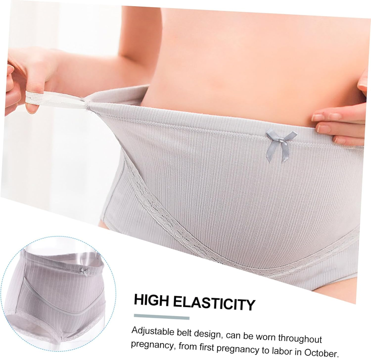 Gatuida 3Pcs Cotton Maternity High Waist Panties Pregnant Underwear Women Summer Comfortable Adjustable Splice image number 6
