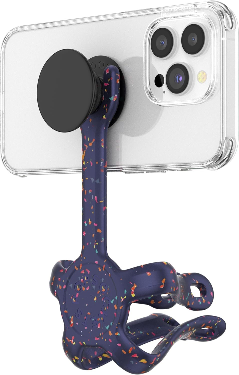 Popsockets Flexible Phone Mount & Stand, Phone Tripod Mount, Universal Device Mount - Navy Confetti - Forest Shimmer Flower image number 3