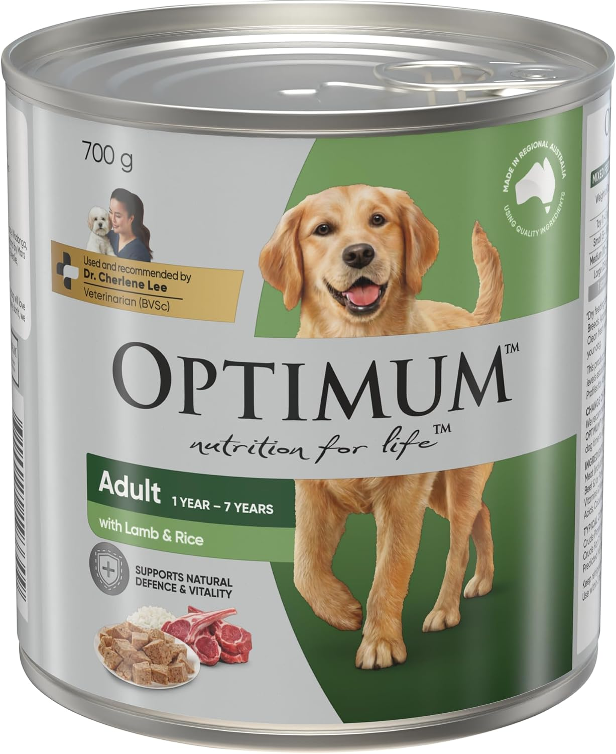 Optimum Adult Wet Dog Food Lamb & Rice 700G Can, 12 Pack