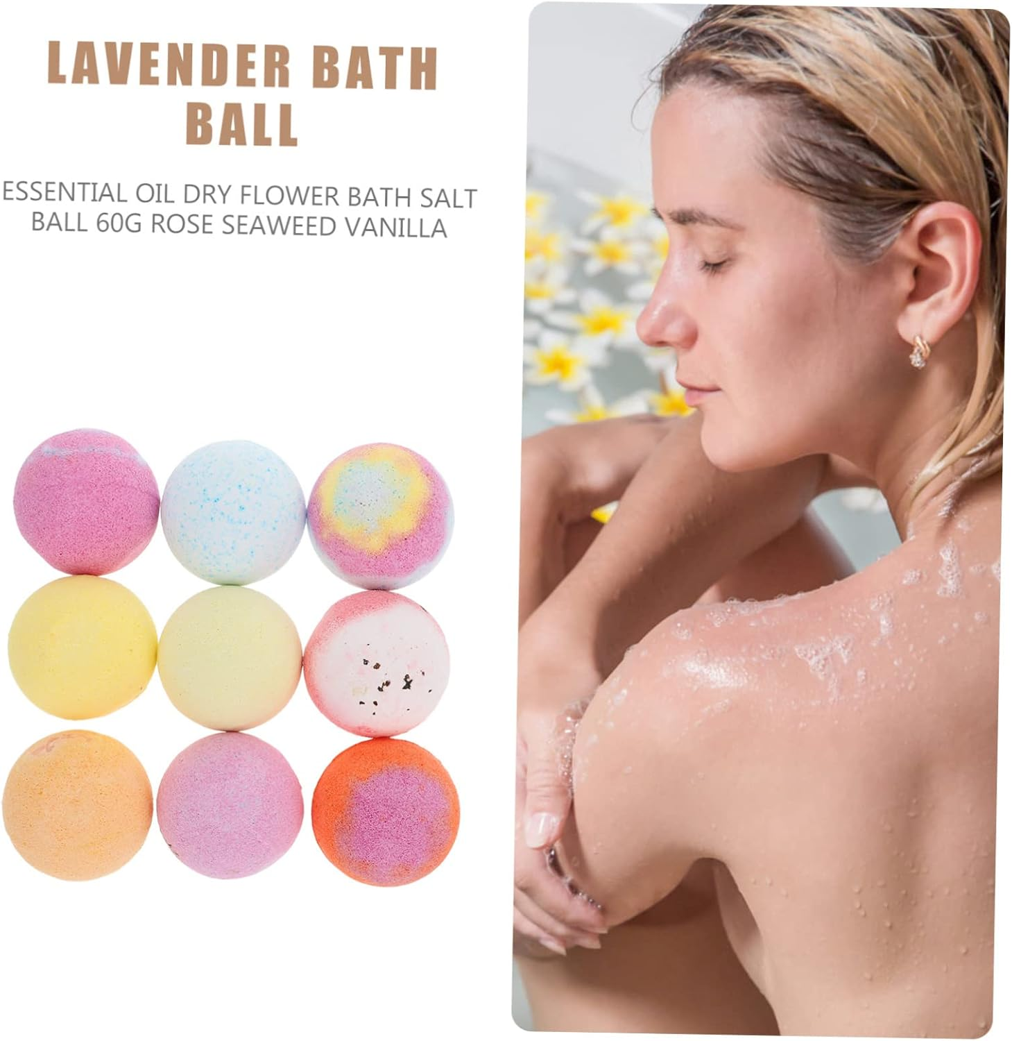 PLAFOPE Essential Oil Dry Flower Spa Bath 9Pcs Portable Bath Salt Bubble Balls for Relaxation image number 5