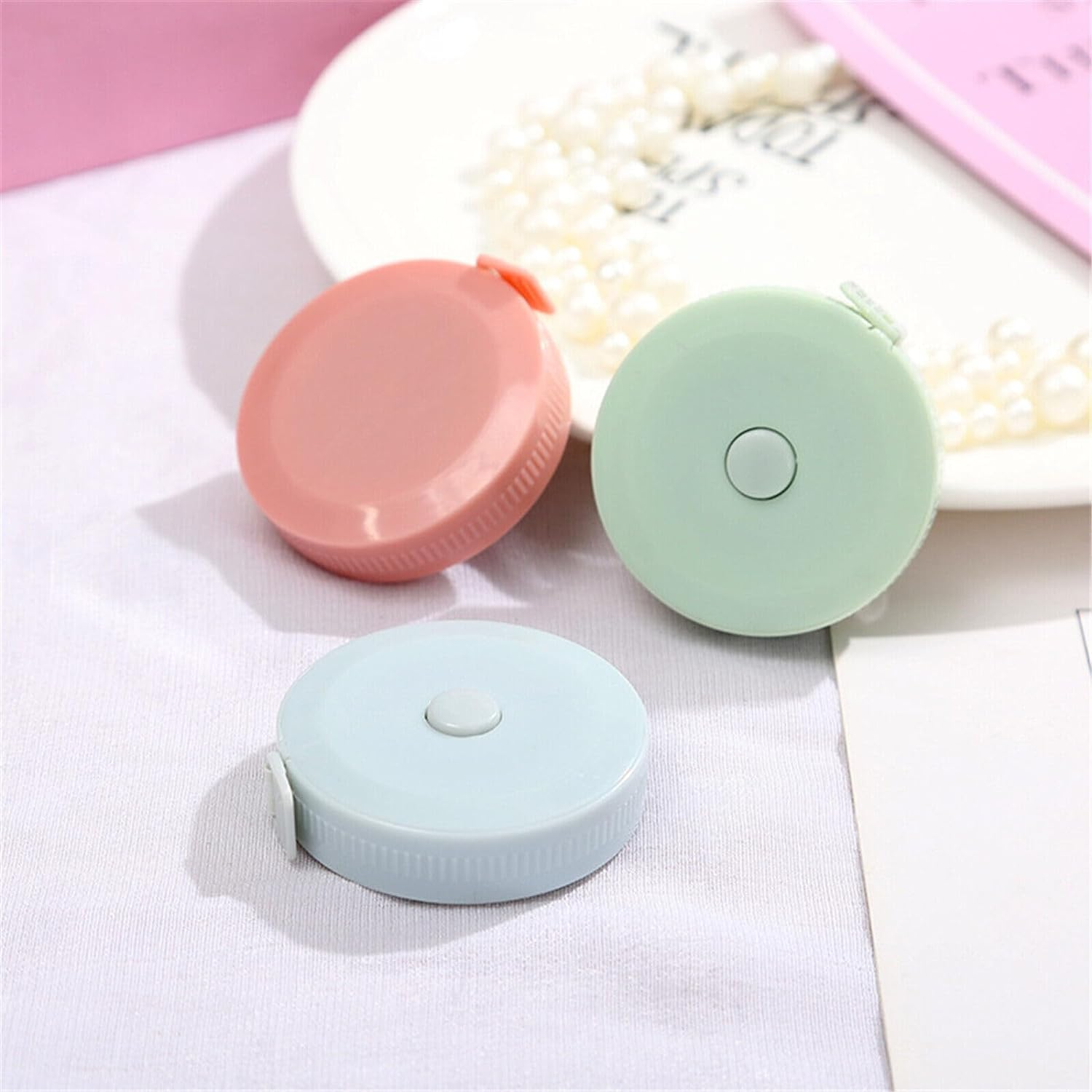 3 Pack Tape Measure Soft Retractable Measuring Tape Soft Mini Fabric Tape Measurefor Body Fabric Sewing Tailor Cloth Knitting Home Craft Measurements.(Pink/Green/Blue) image number 5