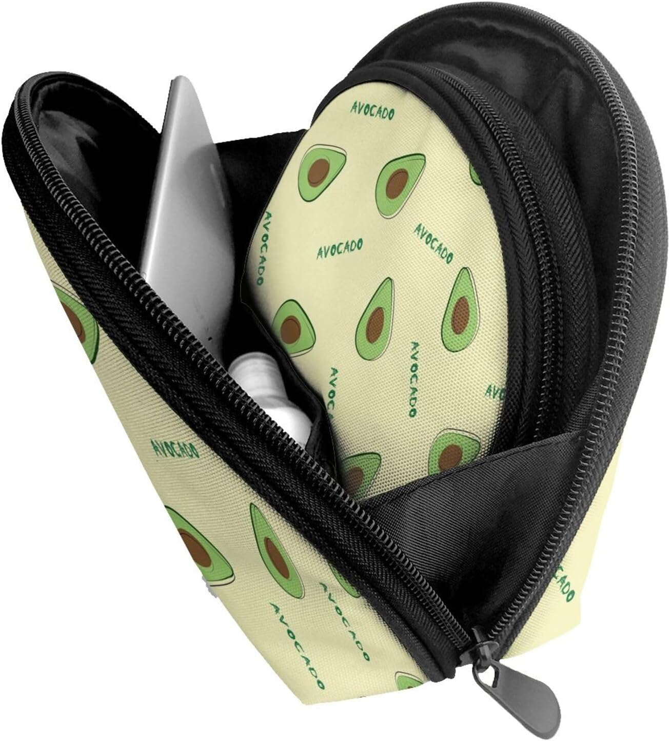 Cozimangoe Coin Pouch Makeup Bags Set, 2 Piece Shell Shape Cosmetic Bag with Pockets for Daily Travel Handbag Lipstick Keys Toiletry, Personalized Green Avocado