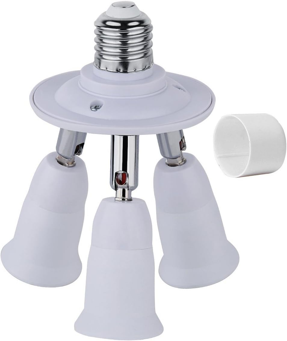 3 in 1 E27 E26 Socket Adapter Splitter,E26 E27 Universal Lamp Holder with 360 Degrees Adjustable 180 Degree Bending image number 2