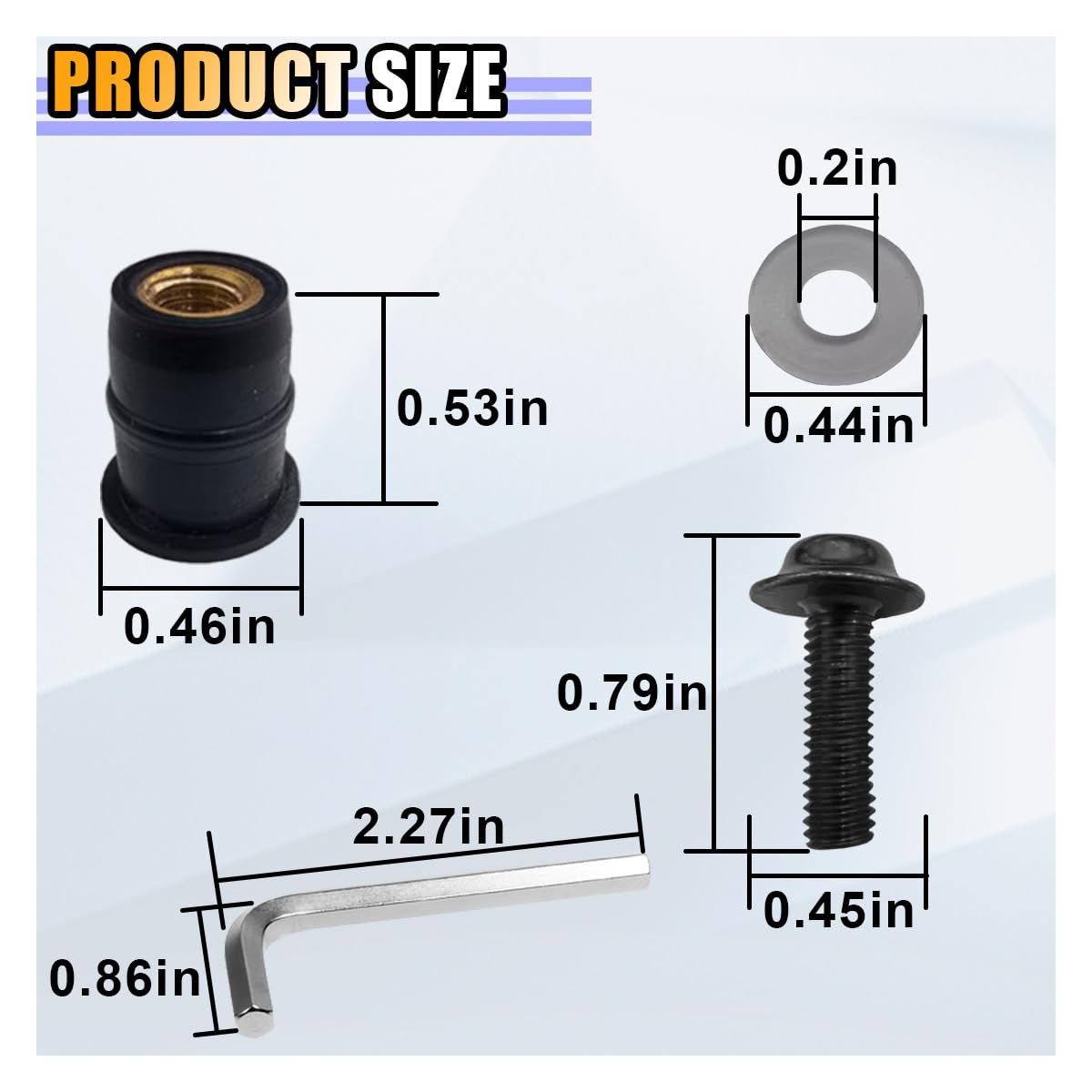 10 PCS Motorcycle Windshield Bolts Kit, Aluminum Body Mounting Screws Set, Universal Fairing Well Nuts Fastener Screw for Motorcycle Windshield and Body Panels (Black) image number 3