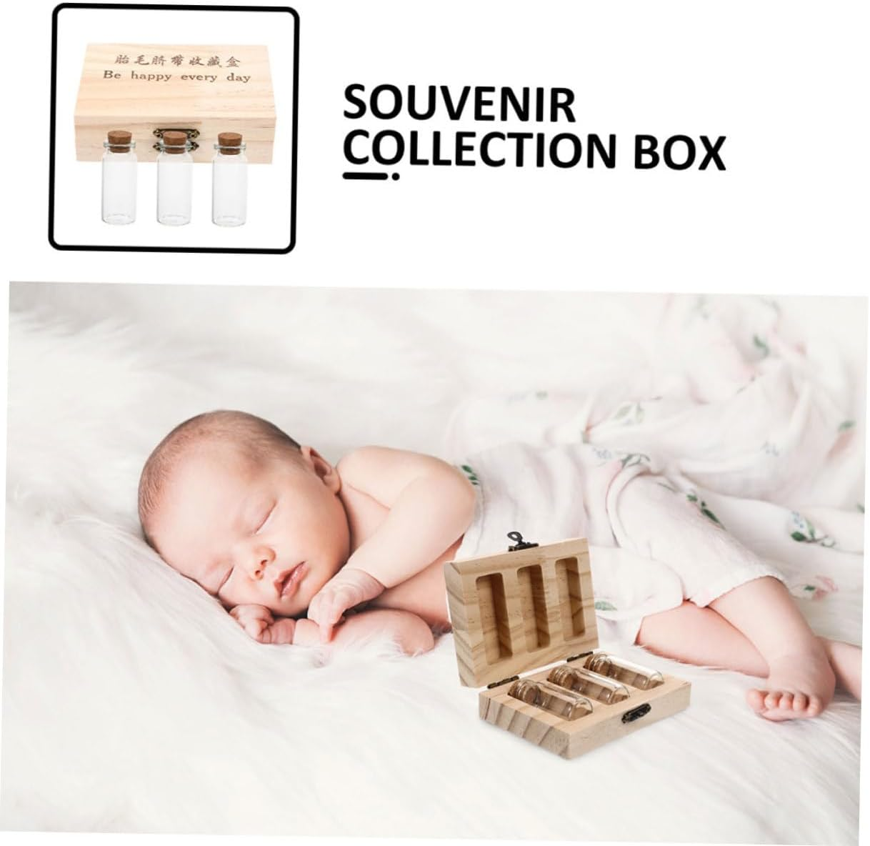 Kisangel First Haircut Keepsake Box Newborn Memory Organizer Fetal Hair Container