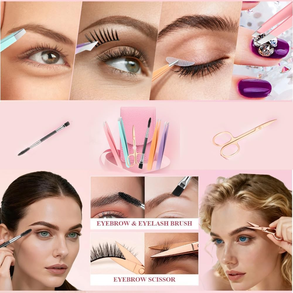 Tweezers, Extra-Thick & Professional 6-Piece Stainless Steel Set for Ingrown Hair, Splinter, Eyebrow & Facial Hair Removal - Precision Grip Tools for Women & Men image number 6