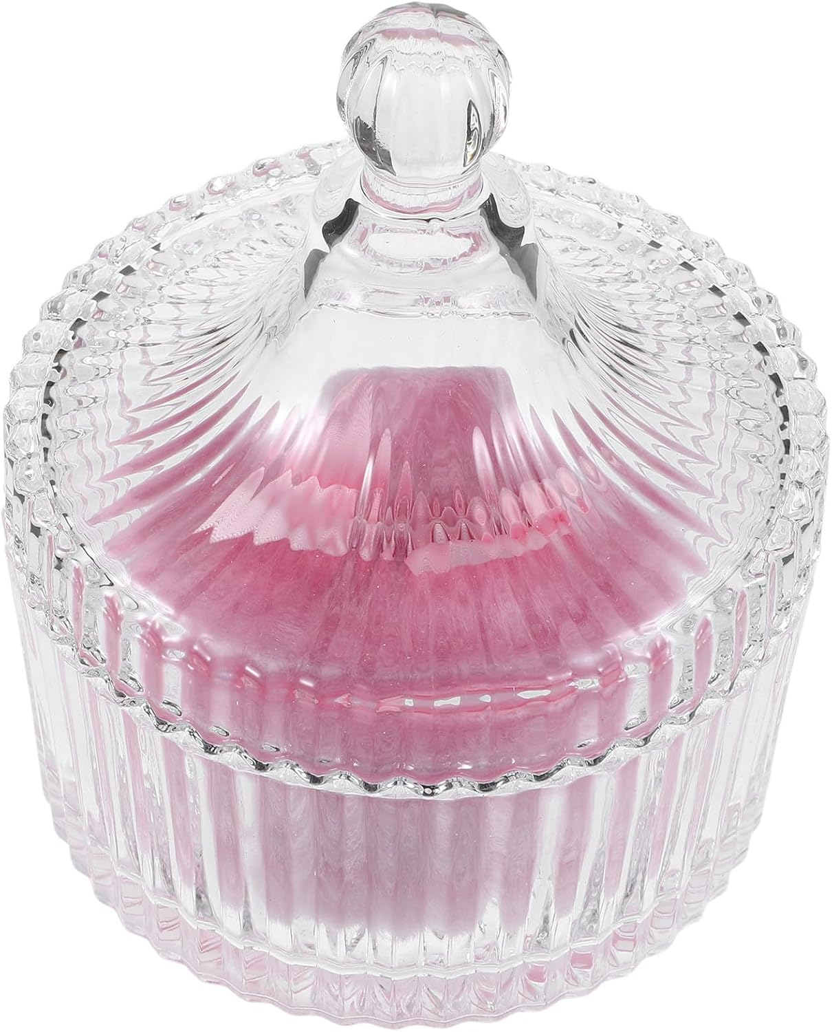 HOMOCONO Large Fluffy Soft round Powder Puff with Pink Butterfly Ribbon 90X30Mm for Body and Face Loose Powder Application, Reusable Washable Cosmetic Puff with Glass Container for Women image number 1