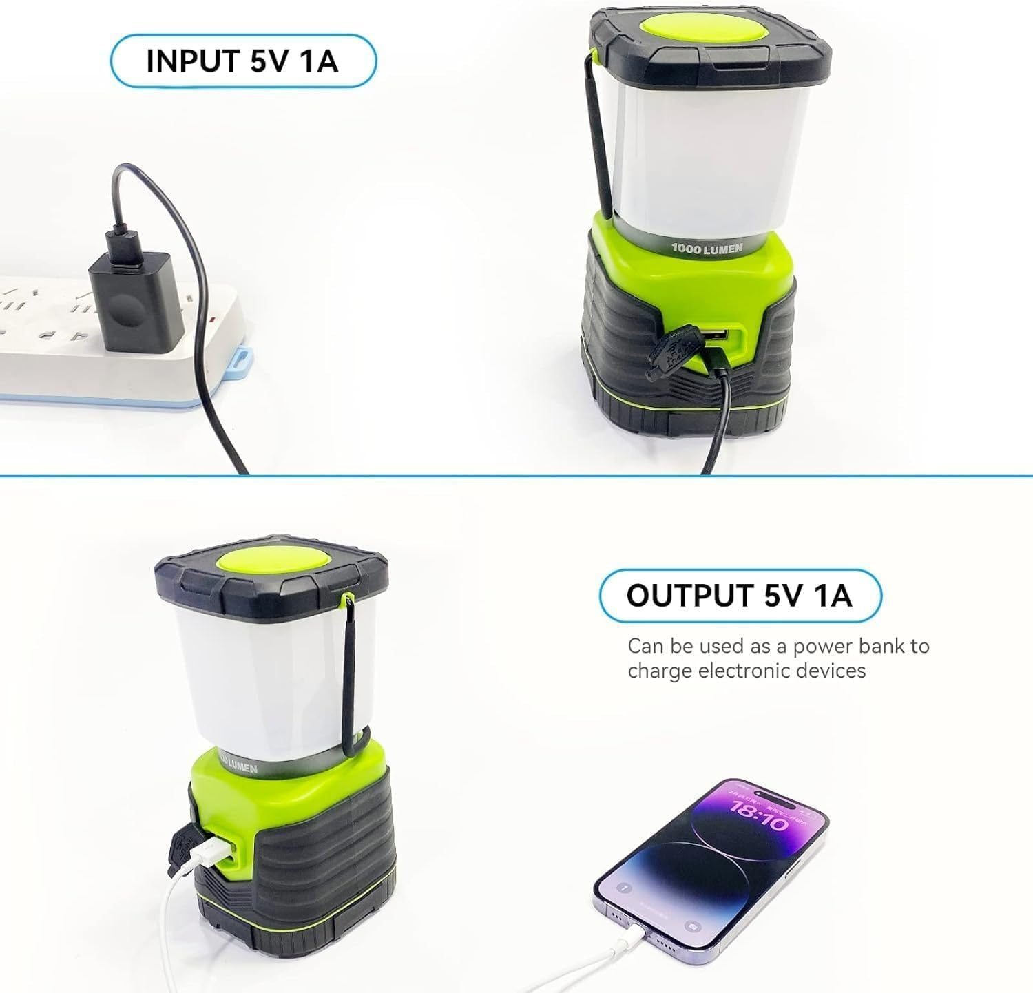 LED Camping Lantern, 4400Mah Rechargeable Camping Lights, 1000LM, 4 Light Modes, IPX4 Waterproof Tent Lights, Portable Flashlight for Power Outages, Emergency, Hiking (1) image number 3