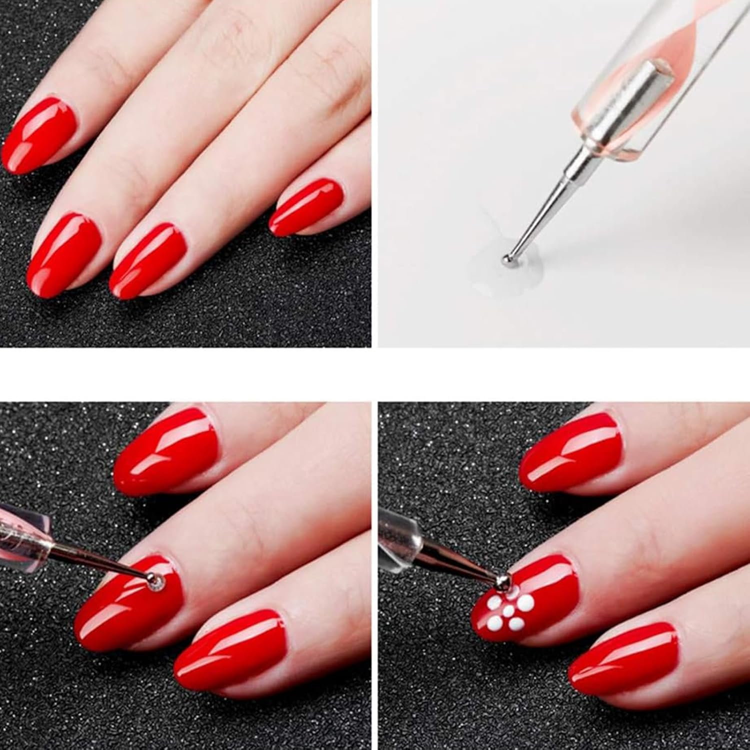 Kzvsiy 10 Pcs Nail Art Dotting Tools Set, 2-Way Dotting Pen & Ball Tip Clay Sculpting Tools for Nail Art, Manicure, Mandala Drawing, Rock Painting, and Art Tracing