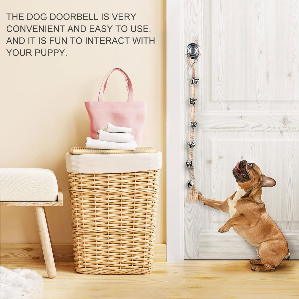 AIMALL 2PCS Dog Doorbell with 6 High-Quality Bells, Adjustable Hanging Rope for Potty Training, Fun & Effective Communication Tool for Dogs to Replace Barking