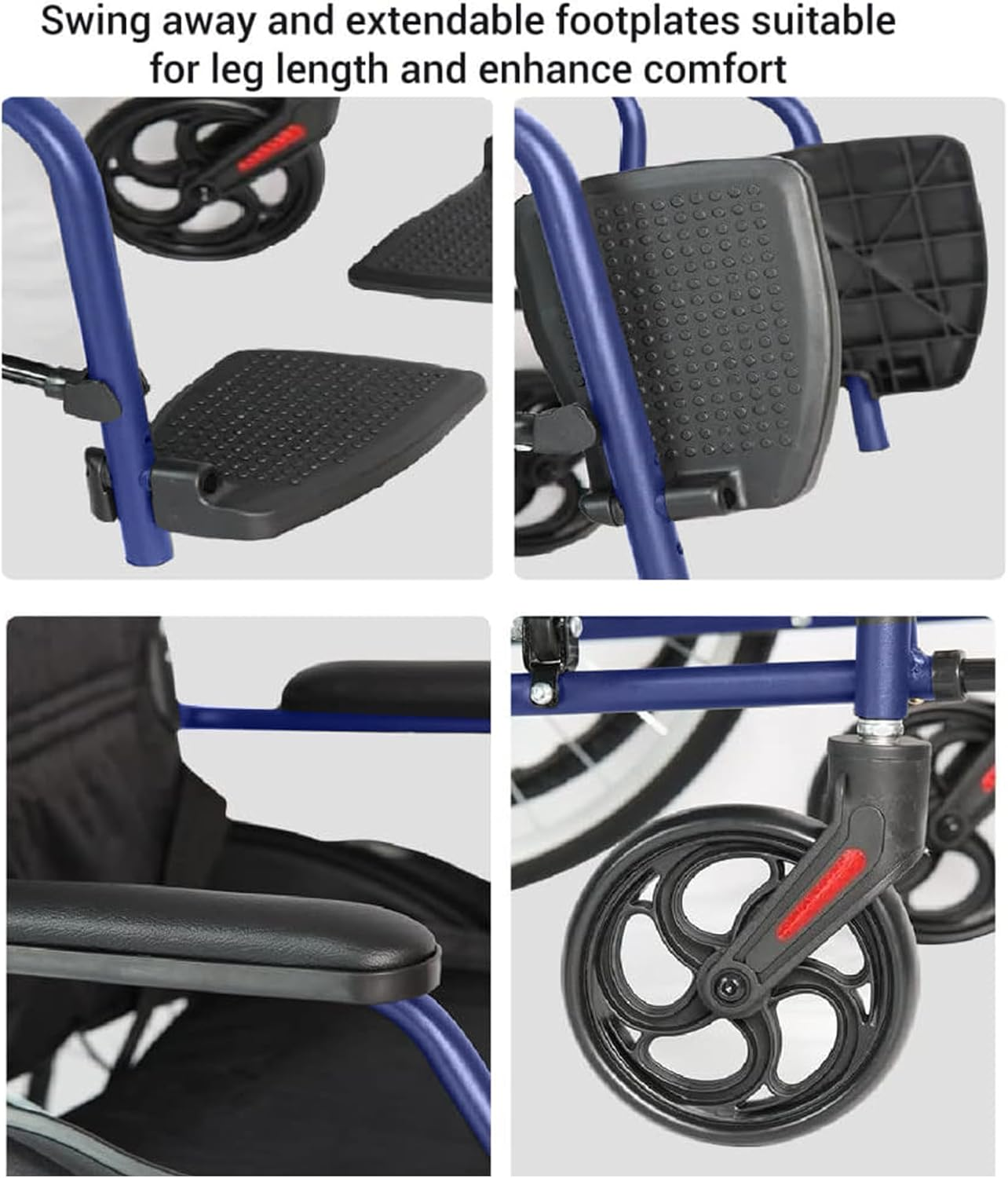 Altus Self-Propelled Wheelchair Manual Lightweight Mobility Transport 20-Inch Wheel Chair (Blue Frame) image number 5