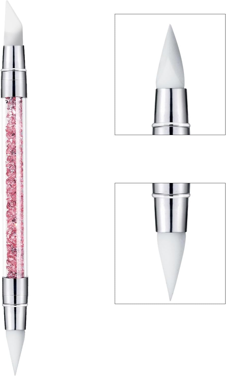 5 Pieces Silicone Brush, Soft Tipped Sculpture Pen, Creative Rhinestone Fingernails Polish Carving Pen, Silicone Manicure Dotting Salon Tool Set for Women - 3 image number 7