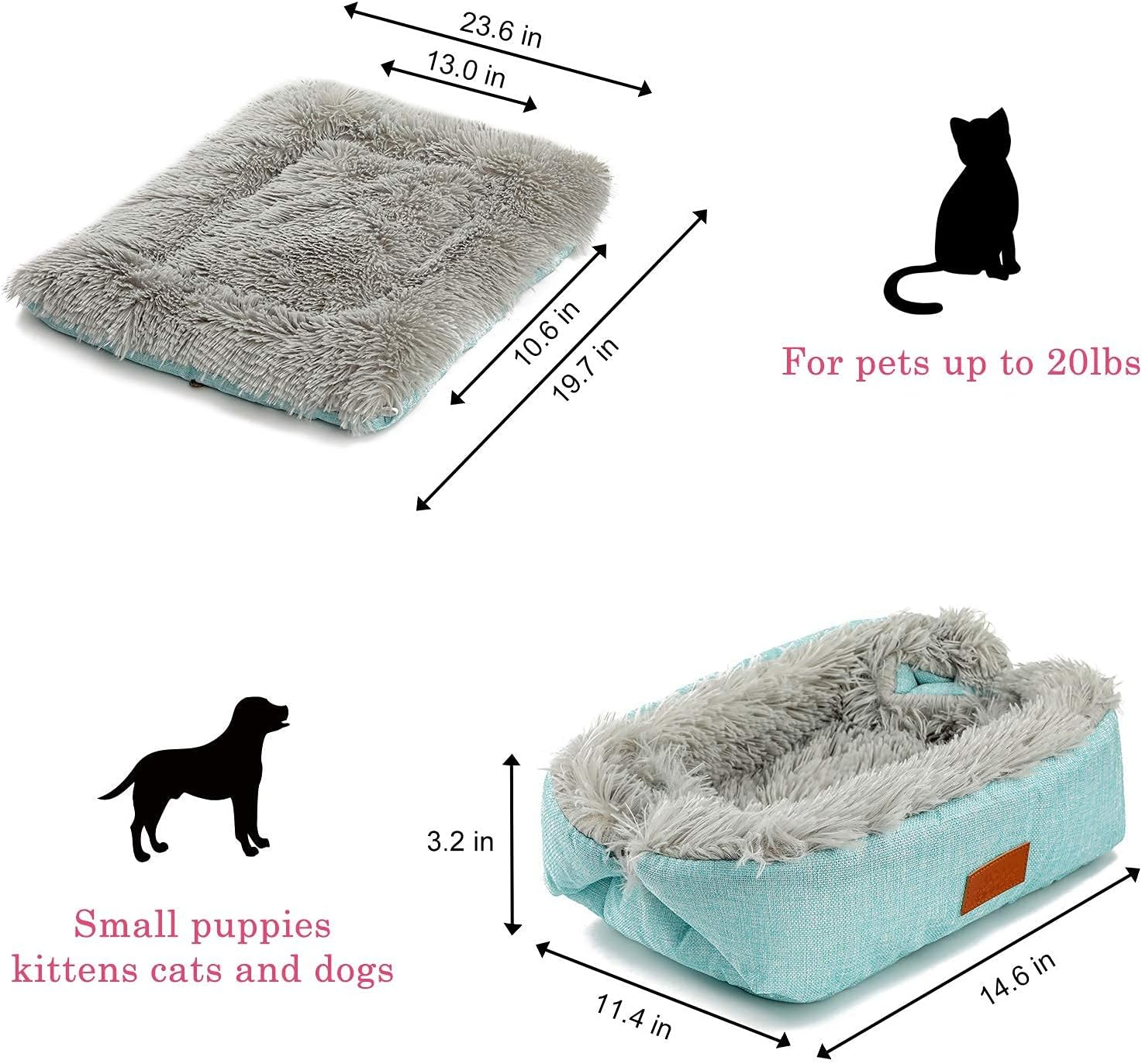 HDLKRR Cat Bed Small Dog Bed, Self Warming Cat Beds Self Heating Cat Dog Mat, Extra Warm Thermal Pet Pad for Indoor Outdoor Pets, Calming Dog Crate Bed Pet Cushion, 23.6X19.7Inch - Brown image number 6