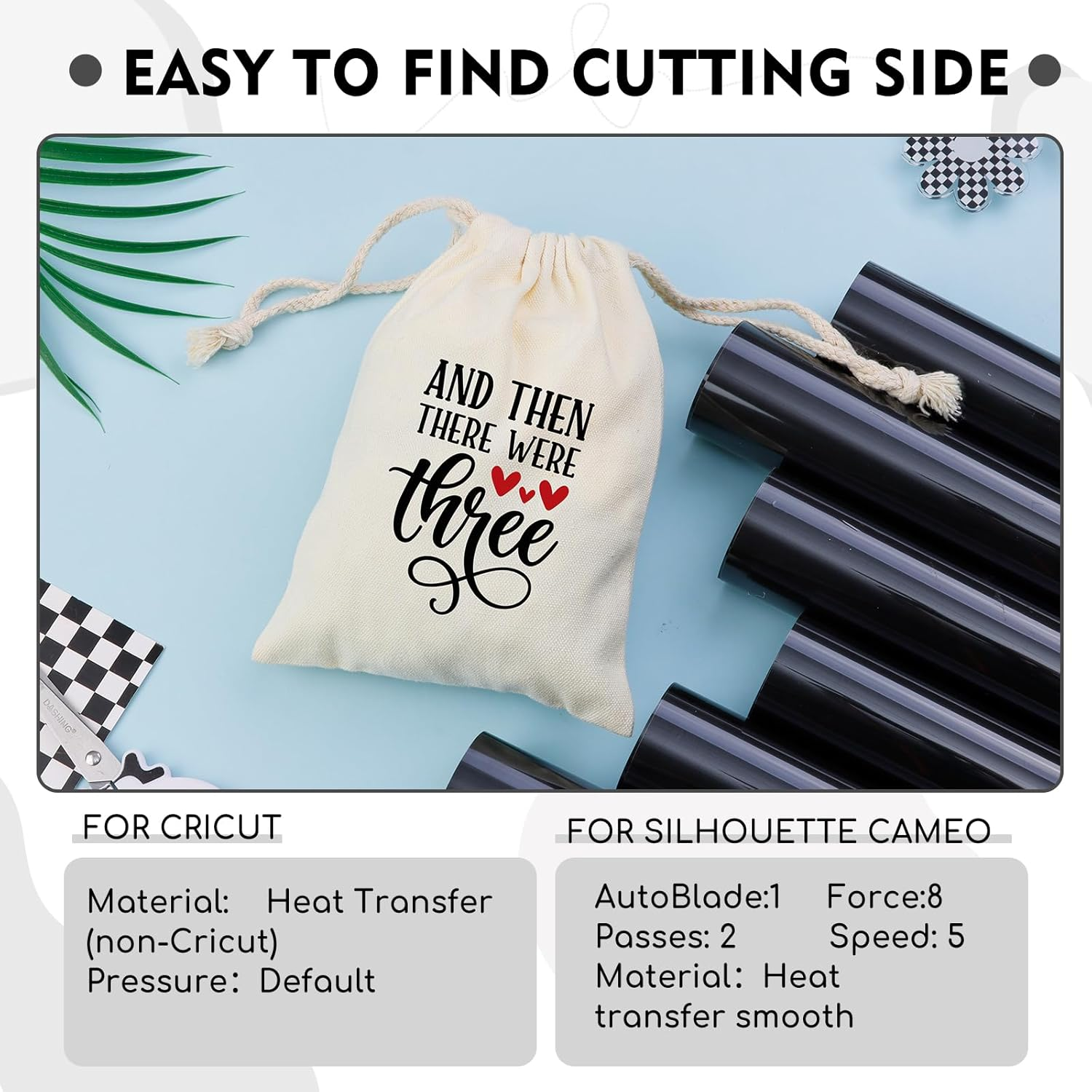 Tintnut Black Heat Transfer Vinyl,6 Sheets 12" X 10" HTV Vinyl,Iron on Vinyl for T-Shirts - Bundles image number 7