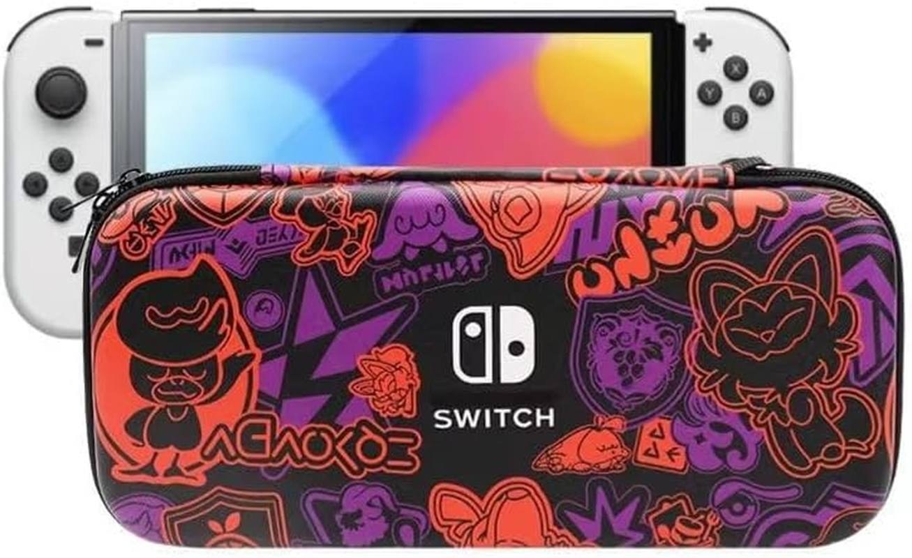 Carrying Case for Nintendo Switch/ Switch Oled-Pokemon Scarlet and Violet Protective Hard Portable Travel Case Shell Pouch for Console & Accessories (Black)