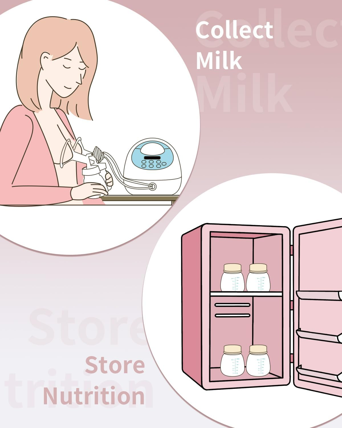 BALIME 6Oz Breast Milk Storage Bottles, Compatible with Spectra Breast Pumps, Bpa-Free, Leak-Proof Design, Dual Use as Breastmilk Storage Containers for Fridge or Freezer（4-Pack）