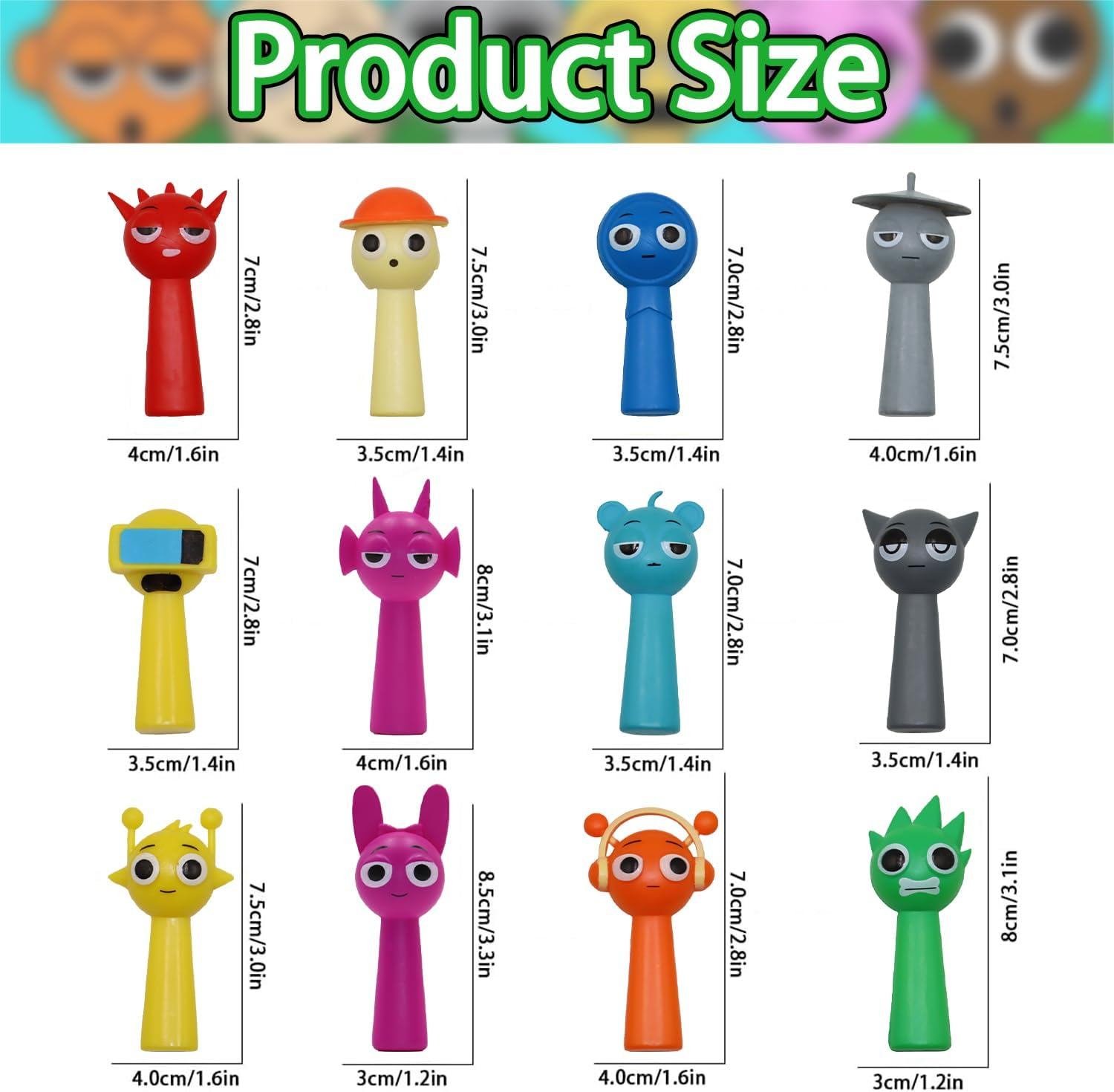 Sprunki Figures, 12 Pieces Sprunki Toy Figures Set, Colourful Sprunki Action Figures, Sprunki Cake Topper, Horror Games Sprunki Character Sculpture, for Children and Adults, Gamers and Decoration image number 4