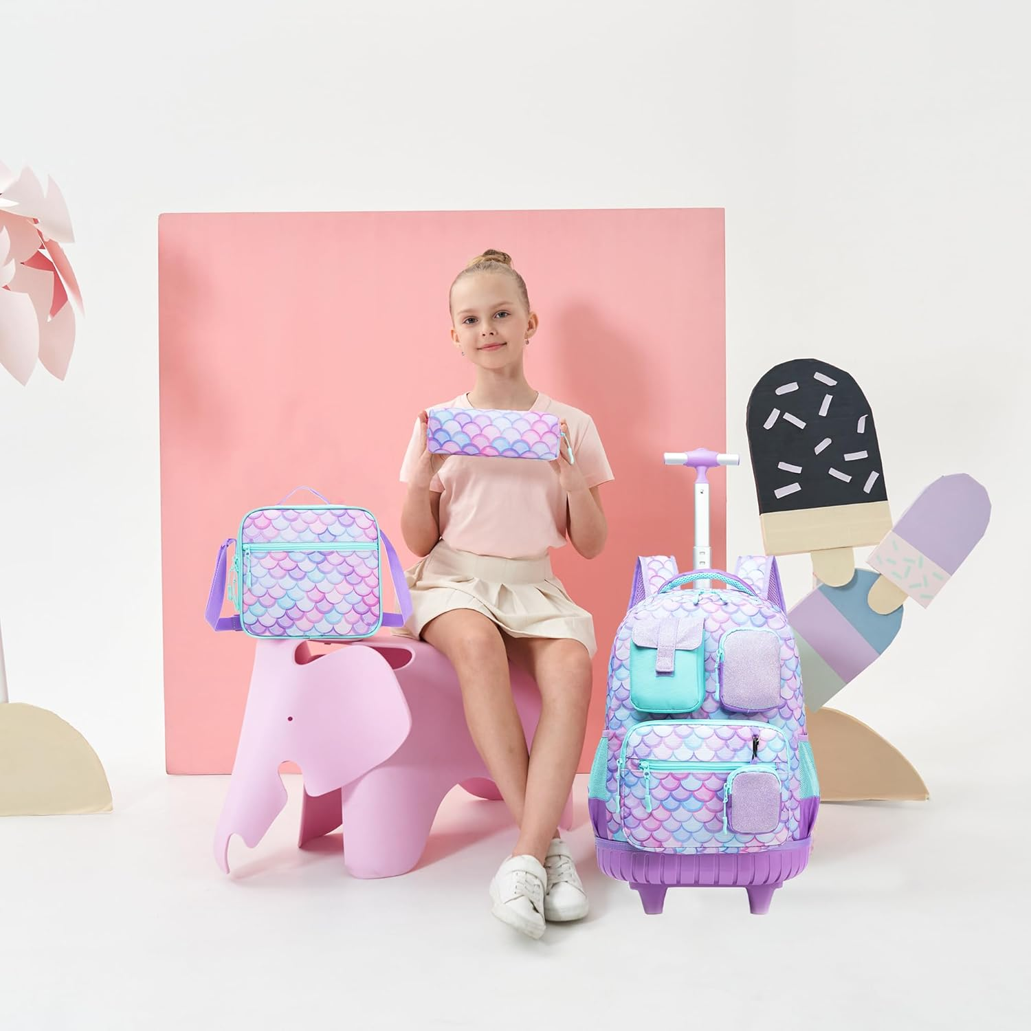 Meetbelify Rolling Backpack for Girls Boys Backpacks with Wheels Kids Carry on Luggage for Girls Boys image number 4