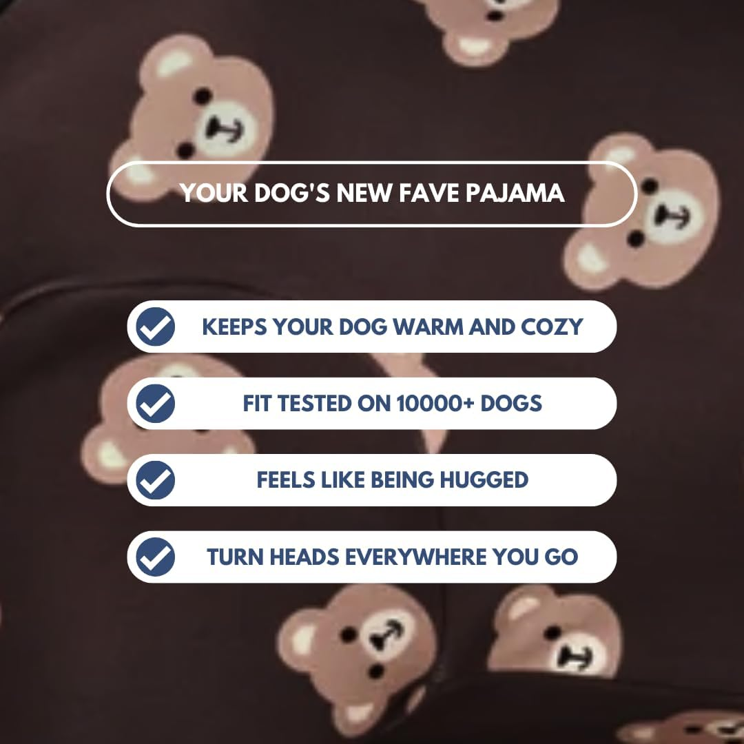 Spark Paws Dog Pyjamas - Made for Your Dog'S Wellbeing: Signature 4-Way Stretch Material, Soothing Fleece Lining and Precise Fit Technology - Bear Black - S image number 4